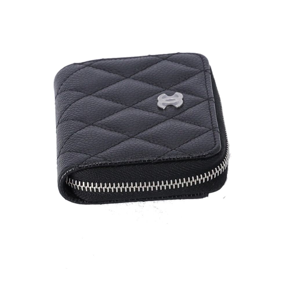 CHANEL Quilted Zip Card Wallet Caviar Leather Black - Picture 4 of 6